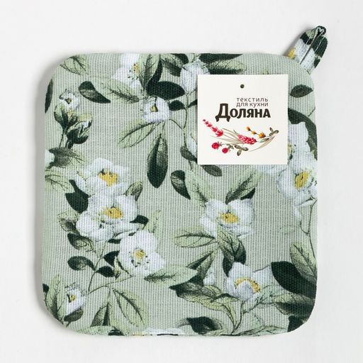 Цена за 2 шт. Прихватка Доляна Apple flowers 19х19 см, 100% хлопок, рогожка 164 г/м2