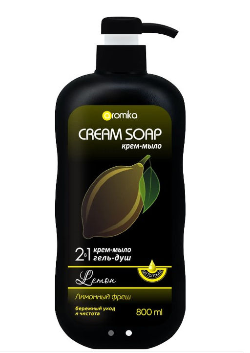 Крем-мыло + гель д/душа 2в1 AROMIKA Лимон Фреш (800мл)