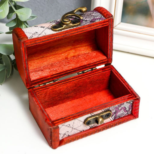 Шкатулка для украшений «Сундук. Карта», для мелочи, дерево, 6×6×9 см