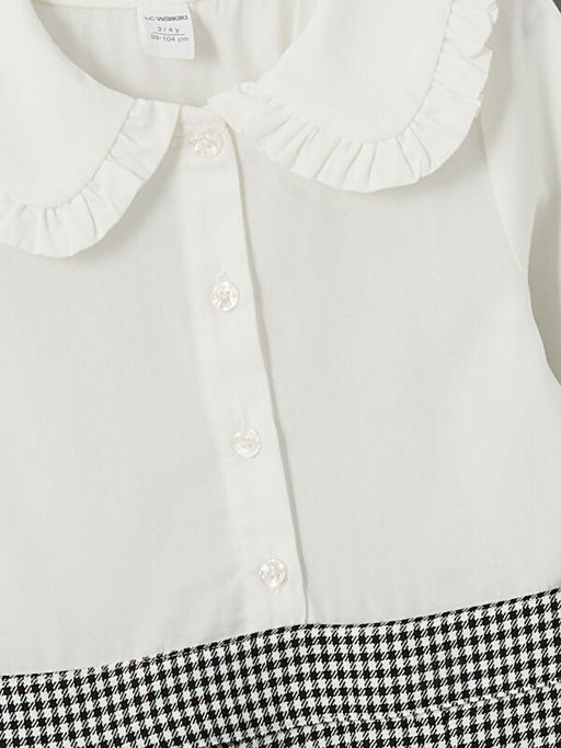 Pamuklu Ekose Desenli K?z ?ocuk Elbise