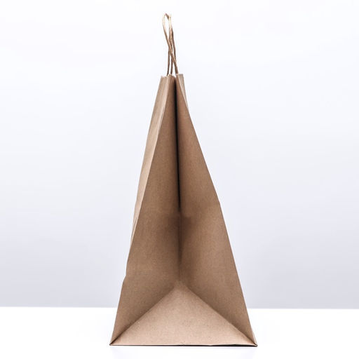 Цена за 25 шт. Пакет бумажный крафт 90 г/м², круглая ручка 32×20×37 см