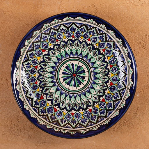 Ляган узбекский Риштанская Керамика «Узор», d=25 см, синий