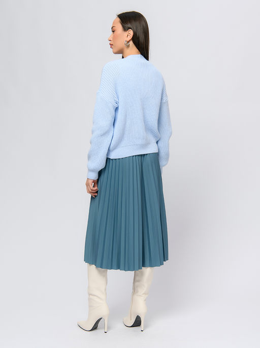 Юбка гофрированная серо-голубого цвета длины миди - 1001dress фото 2