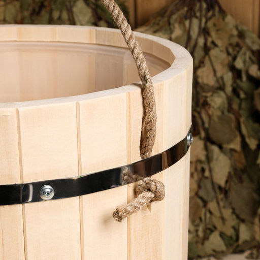 Ведро - запарник для бани и сауны, 18 л, липа, пластиковая вставка, ручка - верёвка, «Добропаровъ»