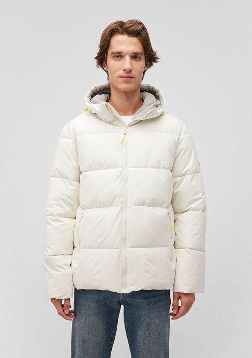 Kapusonlu Beyaz Sisme Mont - Mavi фото 4