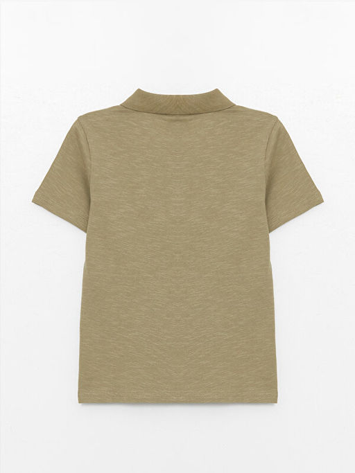 Polo Yaka Bask?l? K?sa Kollu Erkek ?ocuk Ti??rt - Waikiki фото 2