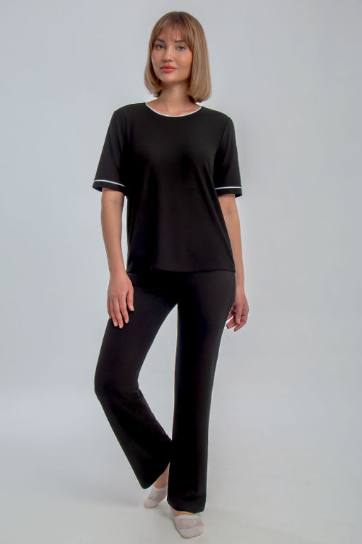 Арт. 10608 Пижама с брюками 42-50 (5 шт) Цвет:черный