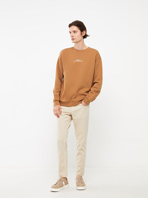 Bisiklet Yaka Uzun Kollu Bask?l? Erkek Sweatshirt - Waikiki фото 2