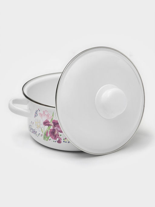 Кастрюля эмалированная «Мозаика», 2 л, d=18 см, индукция, белая