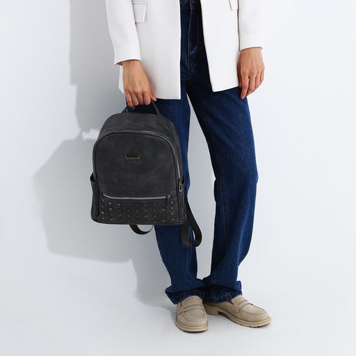 Рюкзак женский из искусственной кожи на молнии, 1 карман, цвет серый - Simaland фото 6