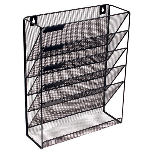 Лоток для бумаг настенный, 5 отделений, чёрный