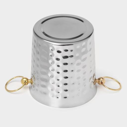 Ведро для льда «Чеканный», 5.2 л, 25×20×20.5 см, нержавеющая сталь, золотые ручки