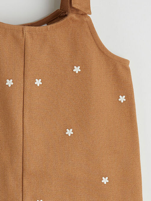 Kare Yaka Nak??l? K?z ?ocuk Gabardin Elbise