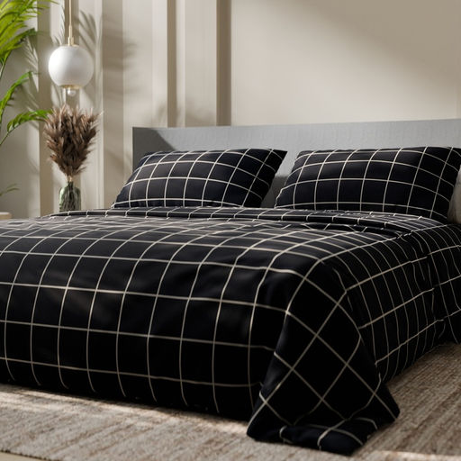 Постельное бельё Этель евро Клетка цвет чёрный 200х215, 220х240, 50х70-2 шт, бязь, 125 г/м2  фото 7