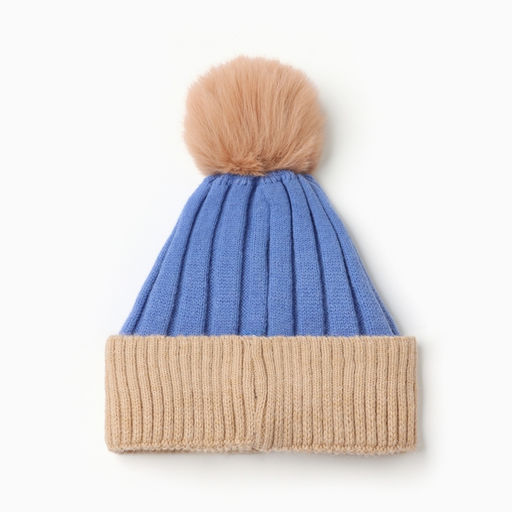 Шапка детская MINAKU, размер 48-50, синяя, бежевая