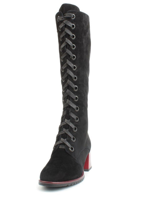 02-KF20025 BLACK Сапоги зимние женские (натуральная замша, байка и натуральный мех) - Фабричный китай фото 6