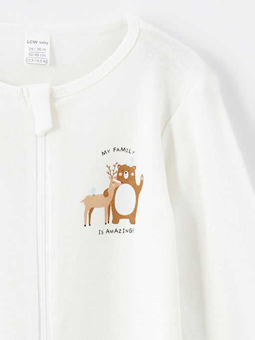 Bisiklet Yaka Bask?l? Erkek Bebek Tulum - Waikiki фото 3