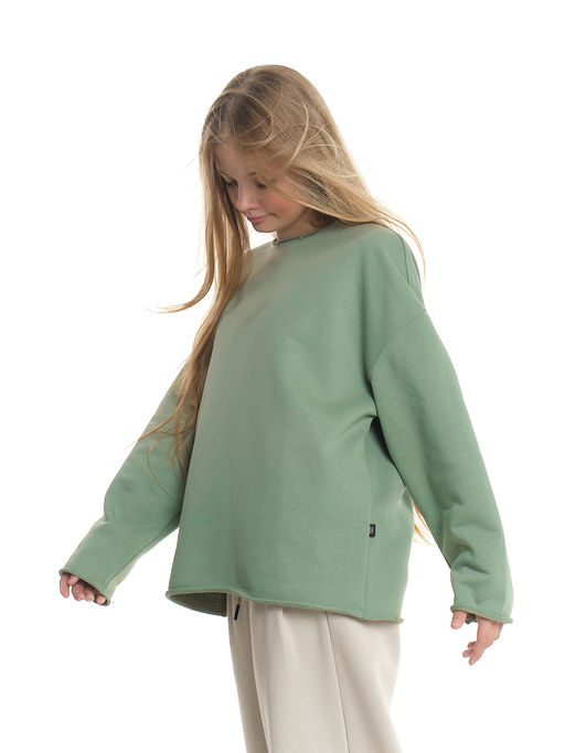 Толстовка с необработанными краями 22-2016 фисташковый - Mini maxi фото 3