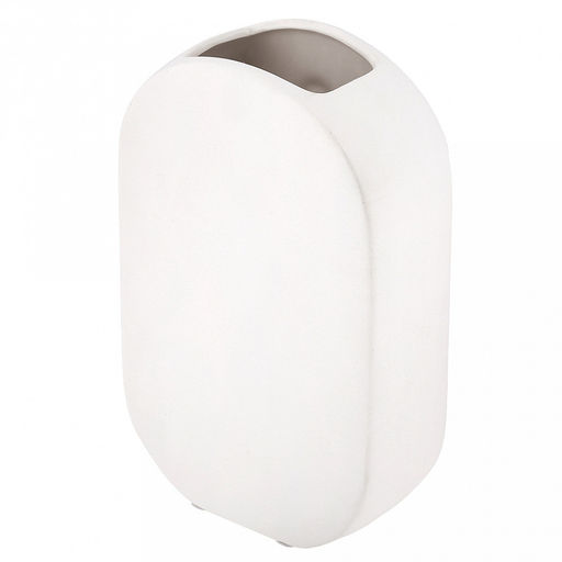 Ваза керамическая "Маска" 1,2л, 14х7,5см h21,8см, горло - 7,3х4,8см, матовая, фактурная глазурь, цвет - белый, в коробке (Китай)