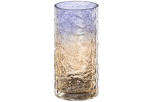 Ваза 12*12*25 см 2 л, бежево-синий, стекло