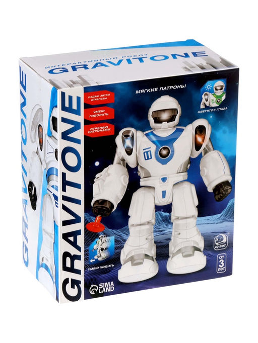 Робот GRAVITONE, свет, звук, стреляет, на батарейках, русская озвучка, зелёный