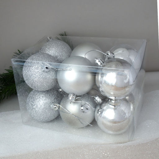 Елочные шары 12 штук 6 см / HX-13/1 /уп 60/ серебро - Галеонтрейд фото 3