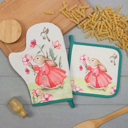 Набор кух. Этель Кролик варежка-прихватка 20х28см, прихватка 19х19см,100% хл  фото 5