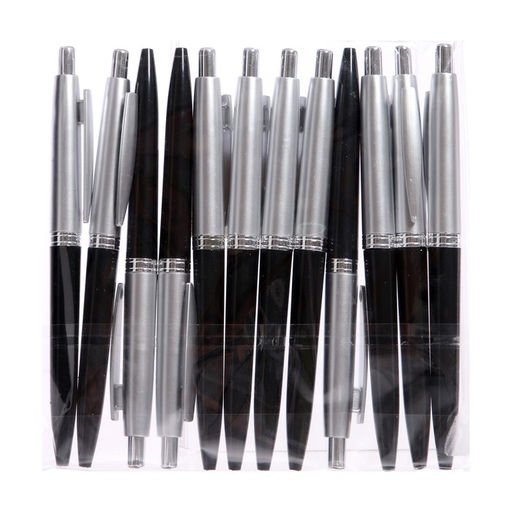 Цена за 12 шт. Ручка шариковая автоматическая Лого. Прано 0.5 мм, стержень синий, корпус чёрный + серебро - Calligrata фото 4