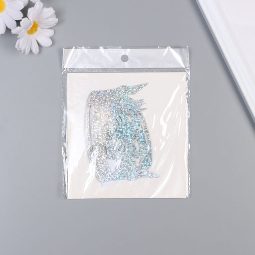 Наклейка бумага, пластик «Тиара», голография серебро, набор 12 шт. 3 размера