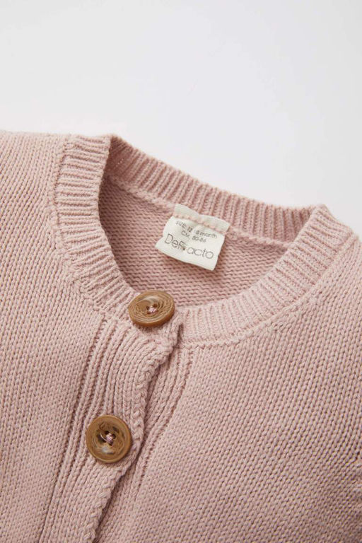 Трикотажный кардиган с круглым вырезом для маленьких девочек - Defacto фото 2