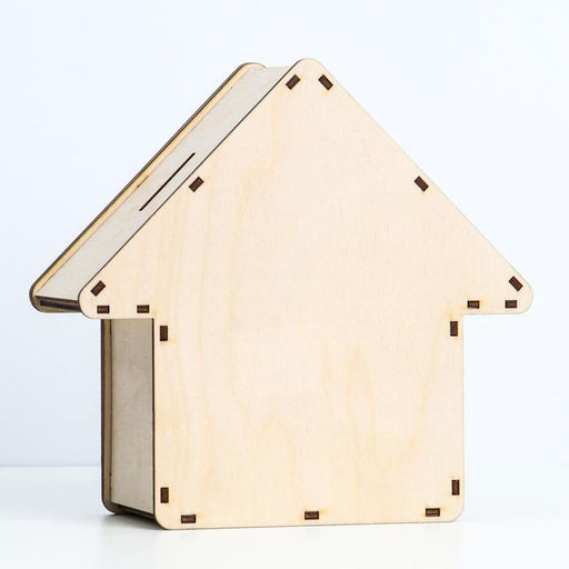 Деревянная копилка для денег «Дом», заготовка со вставкой и гравировкой, 20.5×20×9 см