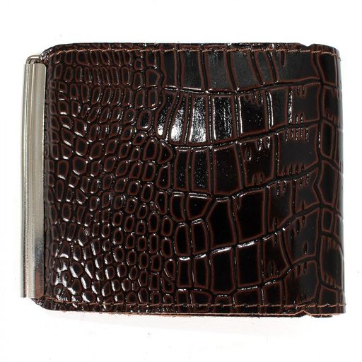 Зажим для купюр Premier-Z-28 натуральная кожа коричневый темный крокодил мелкий (112) 198888  фото 2