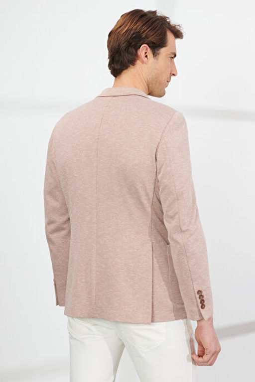 Slim Fit Dar Kesim Mono Yaka Desenli Kiremit Ceket 4A0423200020KMT