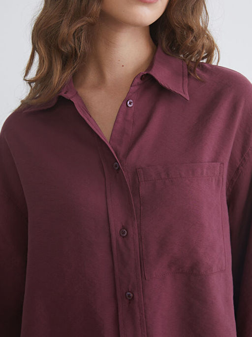 Oversize Modal Kar???ml? Kad?n G?mlek