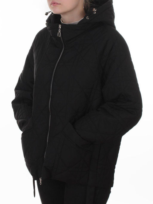 8061 BLACK Куртка стеганная демисезонная женская (100 гр. холлофайбер)