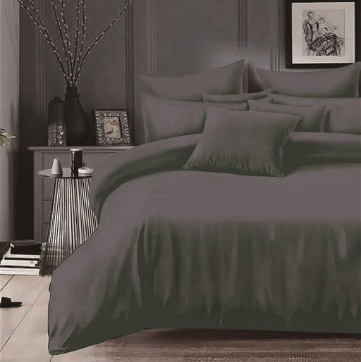 Простыня на резинке 180*200 см, сатин однотонный, борт 25 см (Графит)