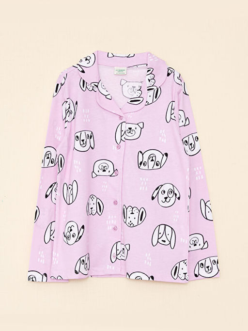 G?mlek Yaka Bask?l? Uzun Kollu K?z ?ocuk Pijama Tak?m? - Waikiki фото 2