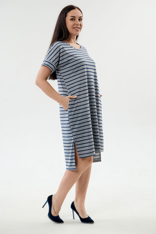 Туника женская из вискозы Полоса серо-черный - Амадэль фото 2