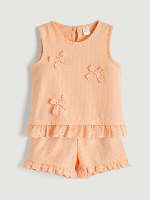 Fiyonklu ve F?rf?rl? K?z ?ocuk Bluz ve ?ort