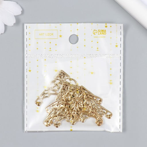 Цена за 2 шт. Декор металлический «Узорный уголок» набор 6 шт. золото 3.5×3.5 см