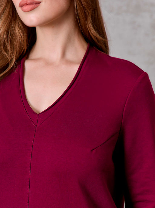 Платье женское с длинным рукавом Марсала