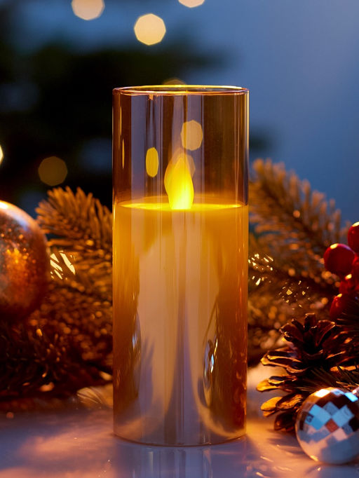 Светодиодная свеча «Золотистая», 14×5.5 см, от батареек AAx2, свечение тёплое белое