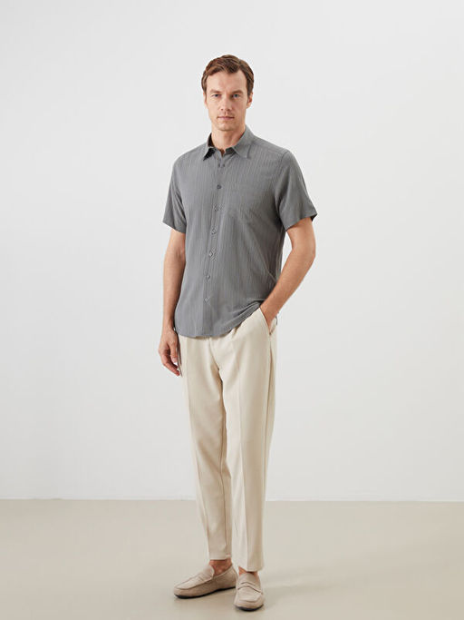 Regular Fit K?sa Kollu Desenli Arm?rl? Erkek G?mlek