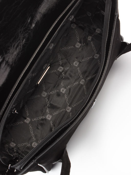 LACCOMA сумка Y2430-1-черный натуральная замша, натуральная кожа полиэстер  фото 6