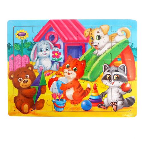 Пазл большой Весёлые зверята, 30 элементов, размер детали: 6 5 см - Лесная мастерская фото 12