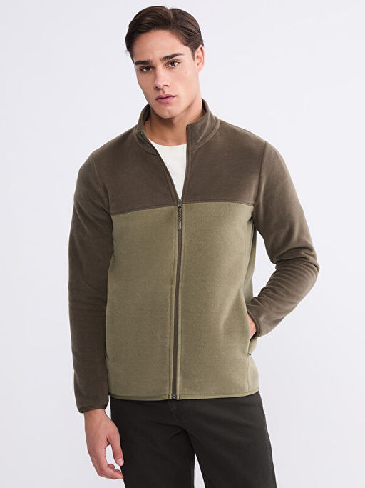 Dik Yaka Polar Erkek Fermuarl? Sweatshirt