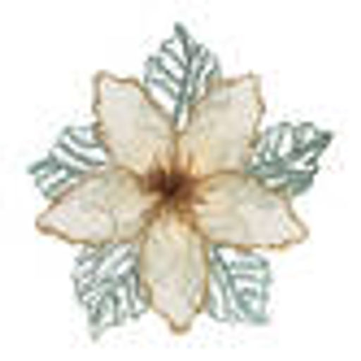 Пуансеттия ажурная бело-голубая на клипе d 21х7,5 см - Holiday Classics фото 3
