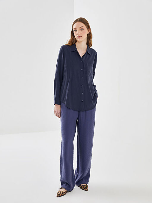 Kad?n Beli Lastikli D?z Pantolon