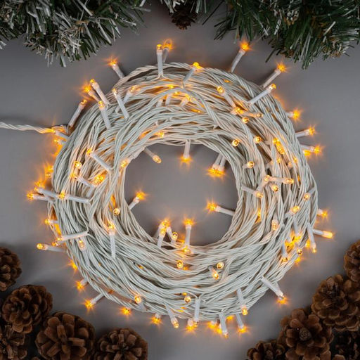 Гирлянда Нить 20 м, IP20, белая нить, 200 LED, свечение жёлтое, 8 режимов, 220 В