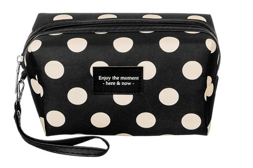 Косметичка - сумочка 18*8*10,5 см Черная в белый горошек, с ручкой - Elan gallery фото 4